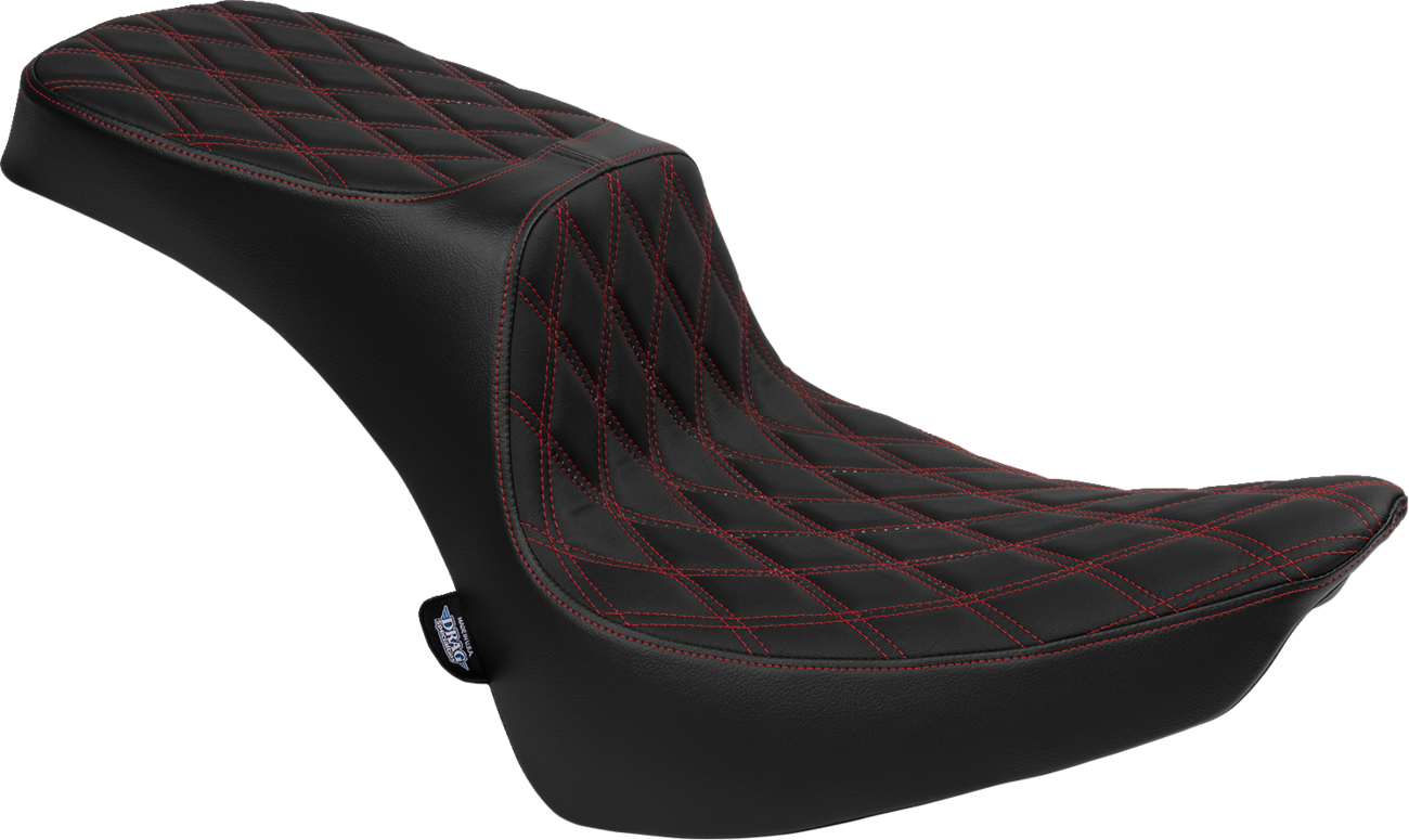 Drag Specialties Seats Performance Predator 2-Up Seat - Vinyl - Double Diamond - Red Thread - FL '00-'17