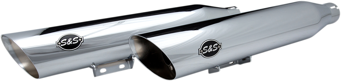 S&S Cycle Slash-Cut Slip-On Mufflers - Race - Chrome - FLHC