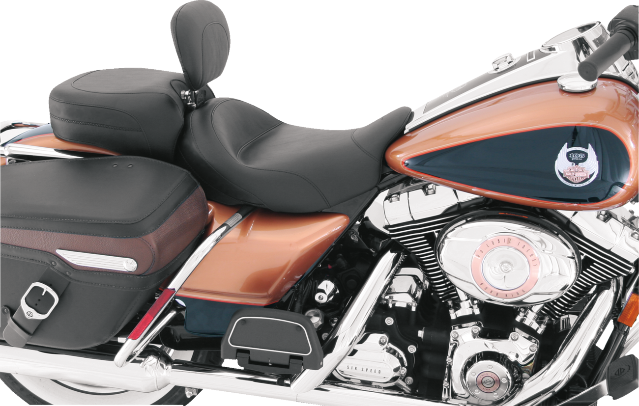 Mustang Wide Solo Seat - With Backrest - Vintage - Black - Smooth - FL '08-'25