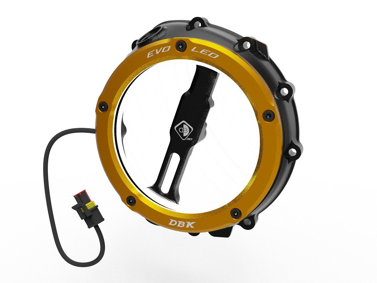 Ducabike DBK Ccdvl12 BMW Evo LED Clear Clutch Cover - BLACK-GOLD