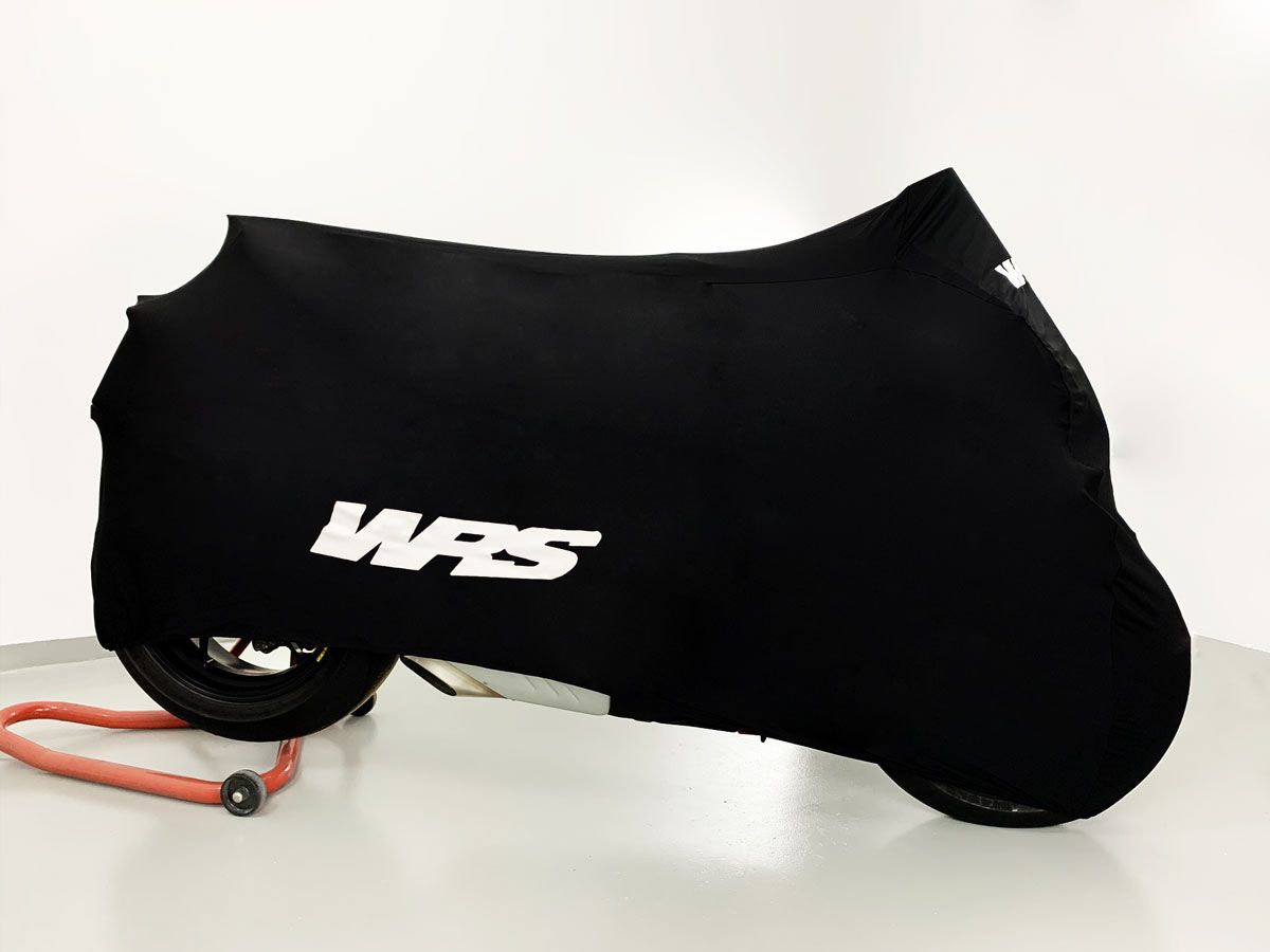 WRS UNIVERSAL BLU MOTORCYCLE COVER WITH WHITE LOGO