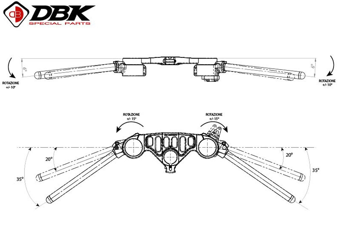 Ducabike DBK BSRA5310V402D V4 ADJUSTABLE GP CLIP-ONS H+10mm, OFFSET 15 MM.