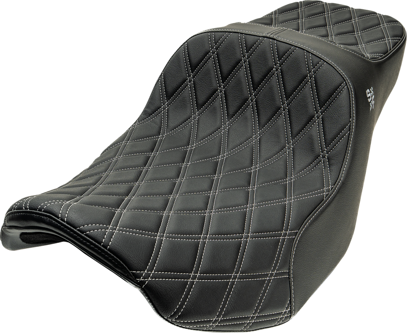 Slyfox Chariot Seat - Silver Double Diamond Stitch - Silver Logo - FLH/FLT '23.5-'26