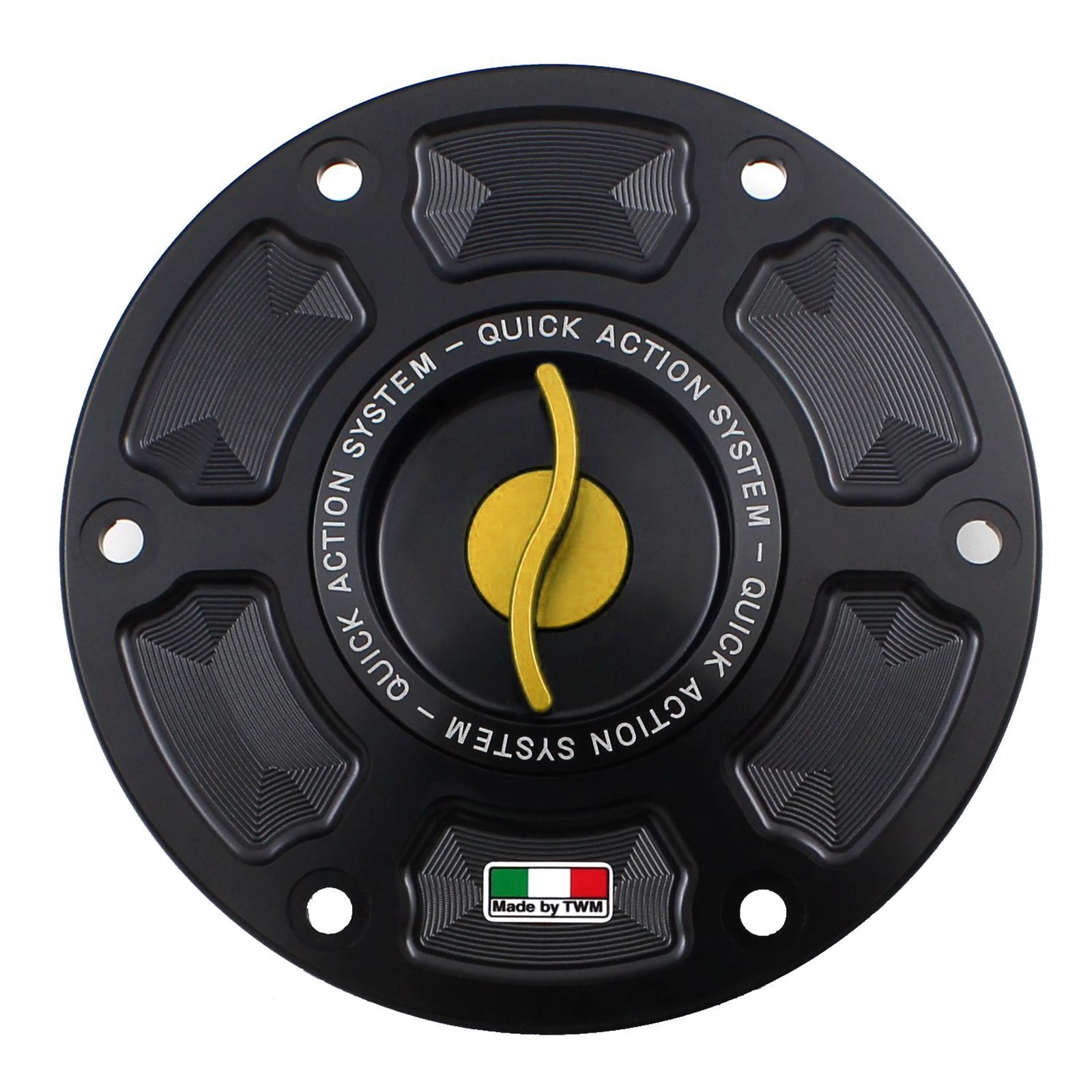 TWM CNC Aluminum Gas Cap / Fuel Cap with Gold Center Cap for KTM Motorcycles