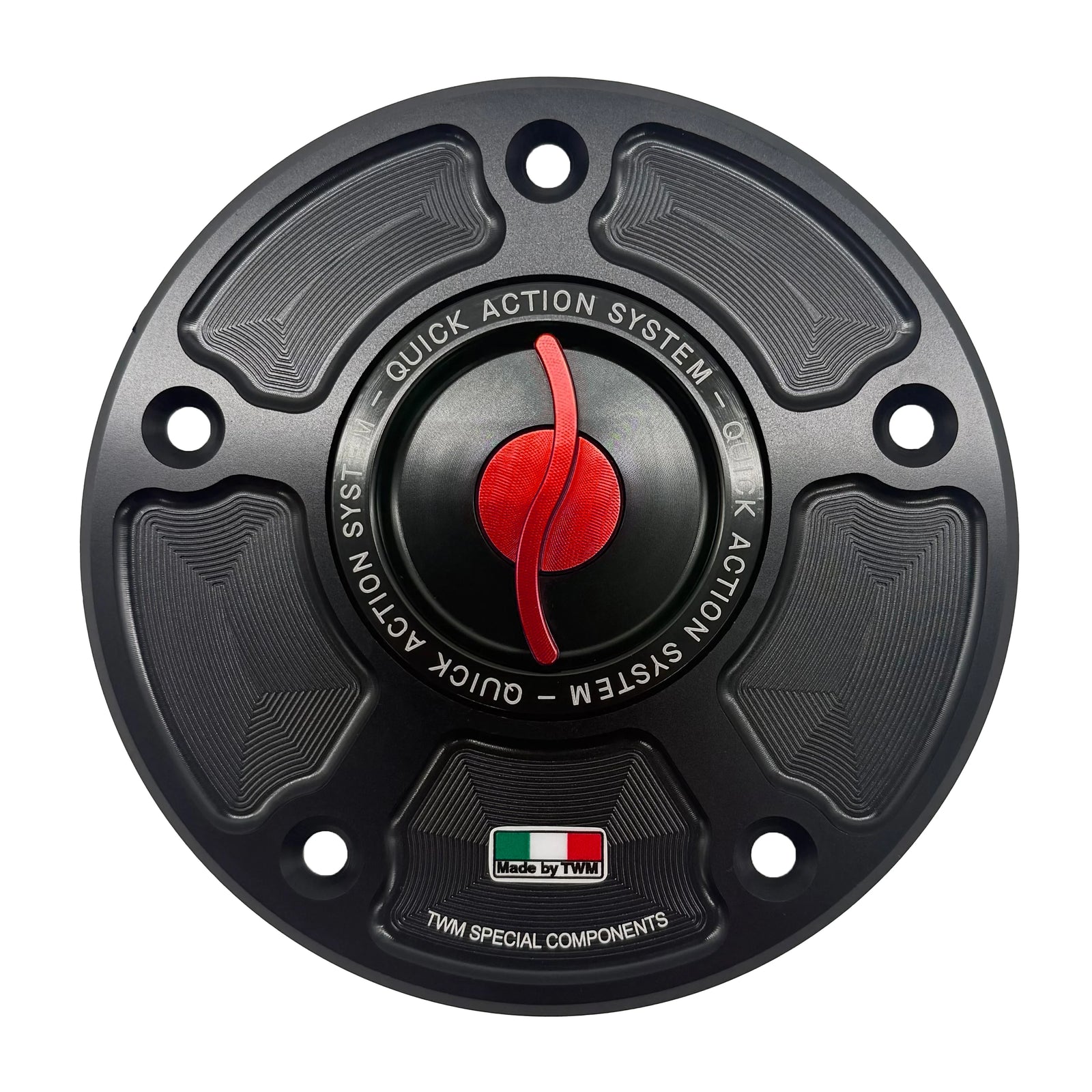 TWM CNC Aluminum Gas Cap / Fuel Cap with Red Center Cap for Kawasaki Motorcycles