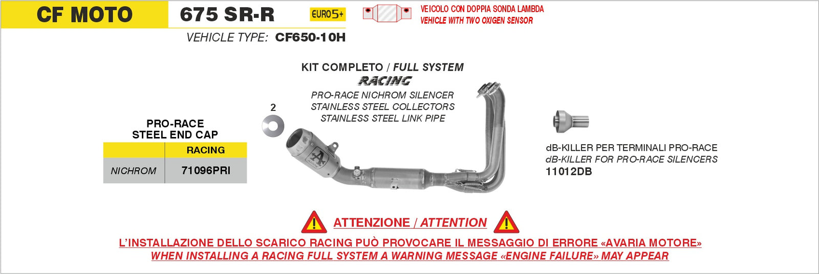 Arrow 71096PRI Racing Full System With Pro-Race Nichrom Slip On - Assembly Diagram