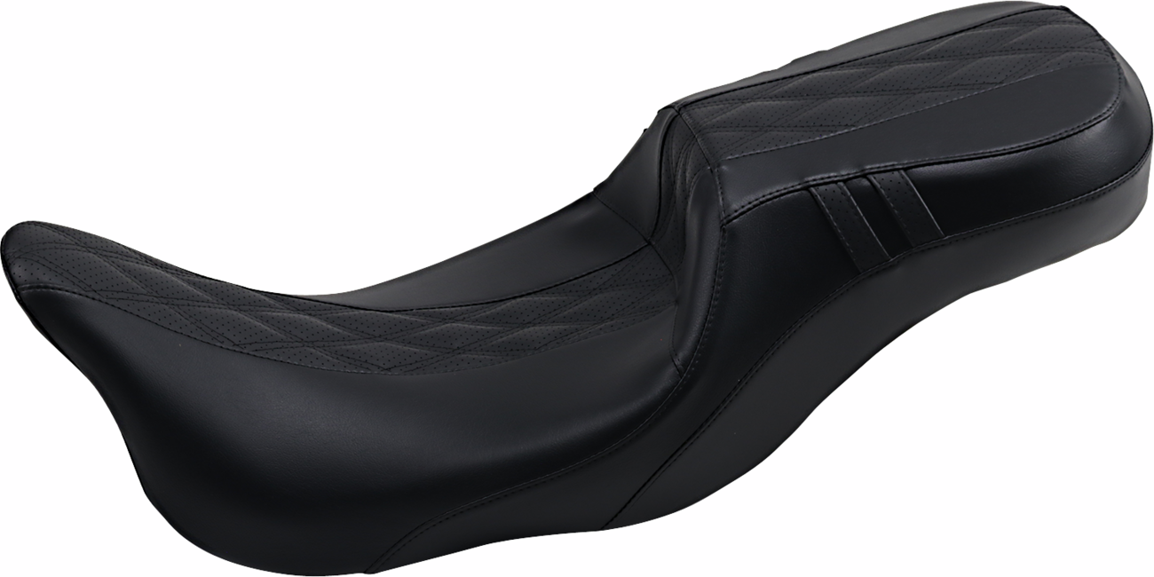 Le Pera Outcast Daddy Long Legs Seat - 2-Up - W/O Backrest - Black W/Black Double Diamond Inlay - FL '08-'22