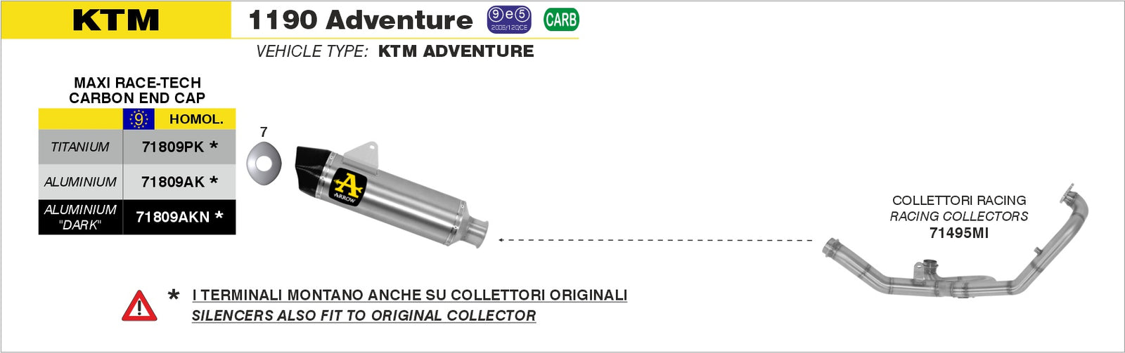 Arrow 71809PK Maxi Race-Tech Titanium Slip On With Carbon End Cap - Assembly Diagram