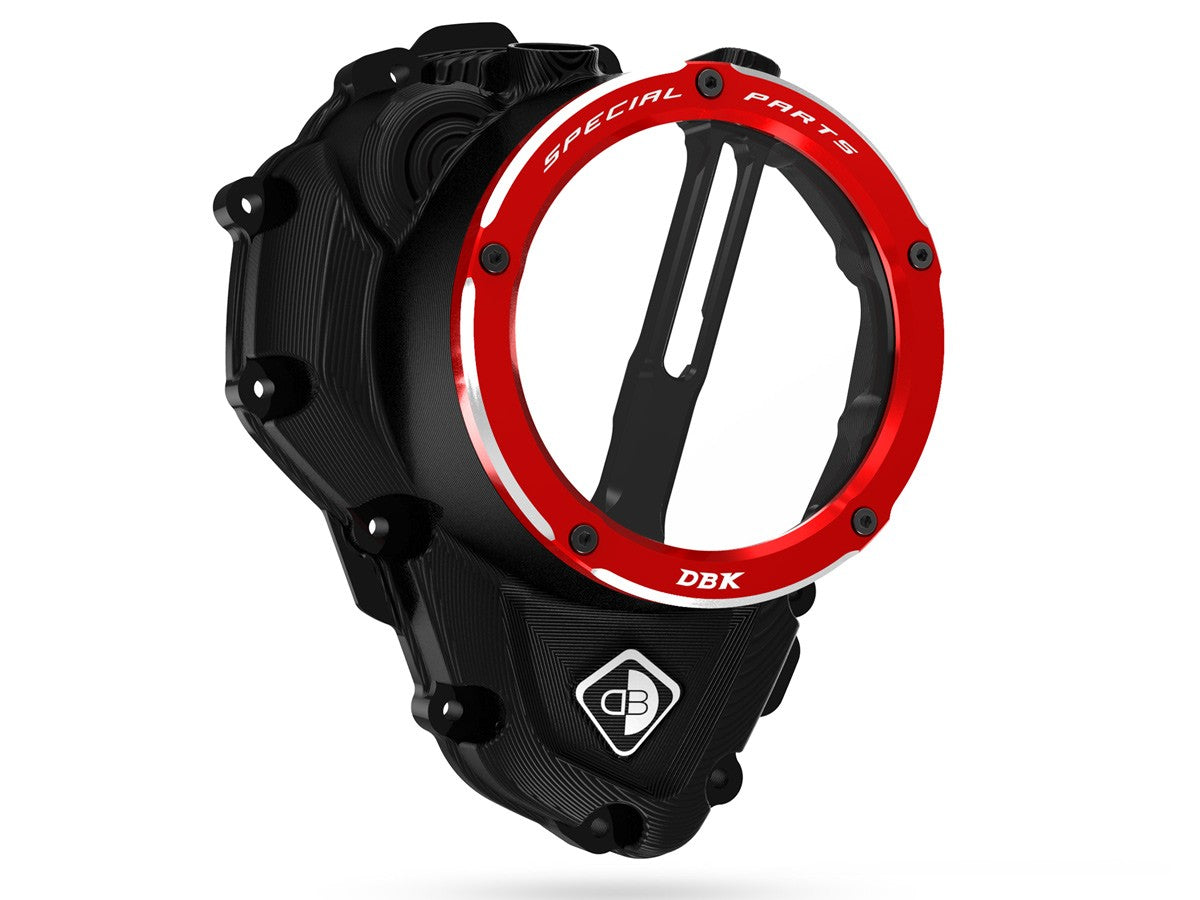 Ducabike DBK Ccdv16 Triumph Clear Clutch Cover Oil Bath 3D-EVO - BLACK-RED