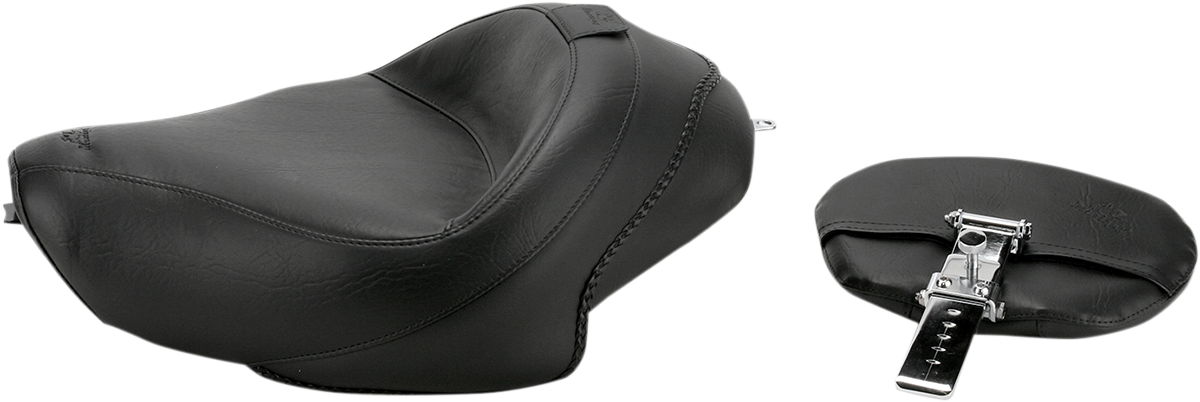 Mustang Wide Solo Seat - With Backrest - Vintage - Black - Smooth - XL '04-'21