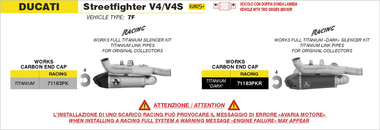 Arrow 71163PK Titanium Works Slip On With Titanium Link Pipes - Assembly Diagram