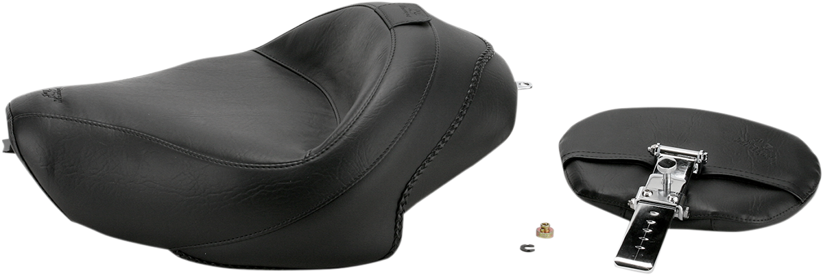 Mustang Wide Solo Seat - With Backrest - Vintage - Black - Smooth - XL '04-'21