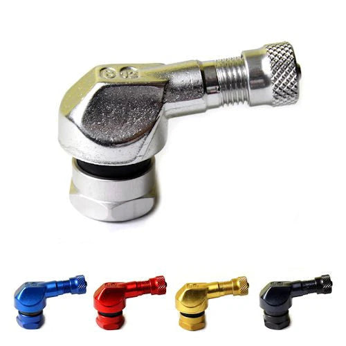 Bridgeport 90 Degree Angled Valve Stems 11.3mm - Pair - Silver