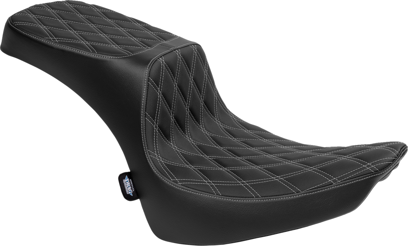 Drag Specialties Seats Performance Predator 2-Up Seat - Vinyl - Double Diamond - Silver Thread - FL '00-'17