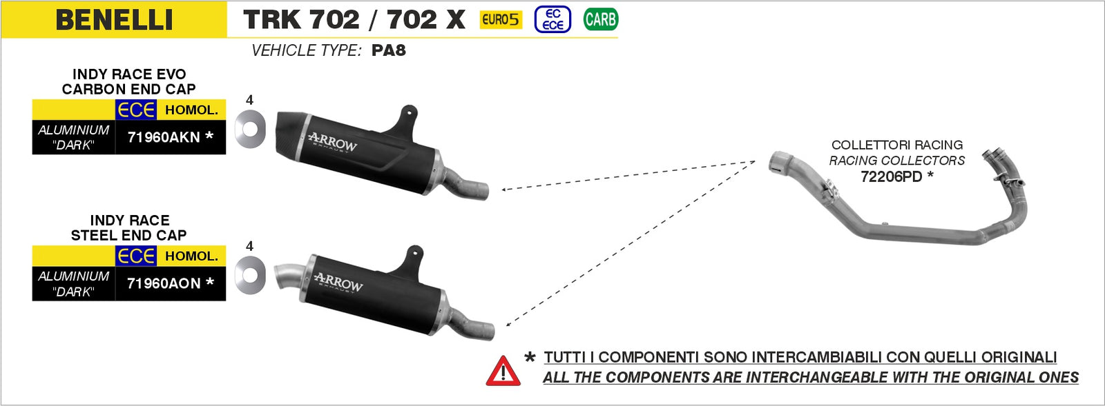 Arrow 72206PD Stainless Steel Racing Headers - Assembly Diagram