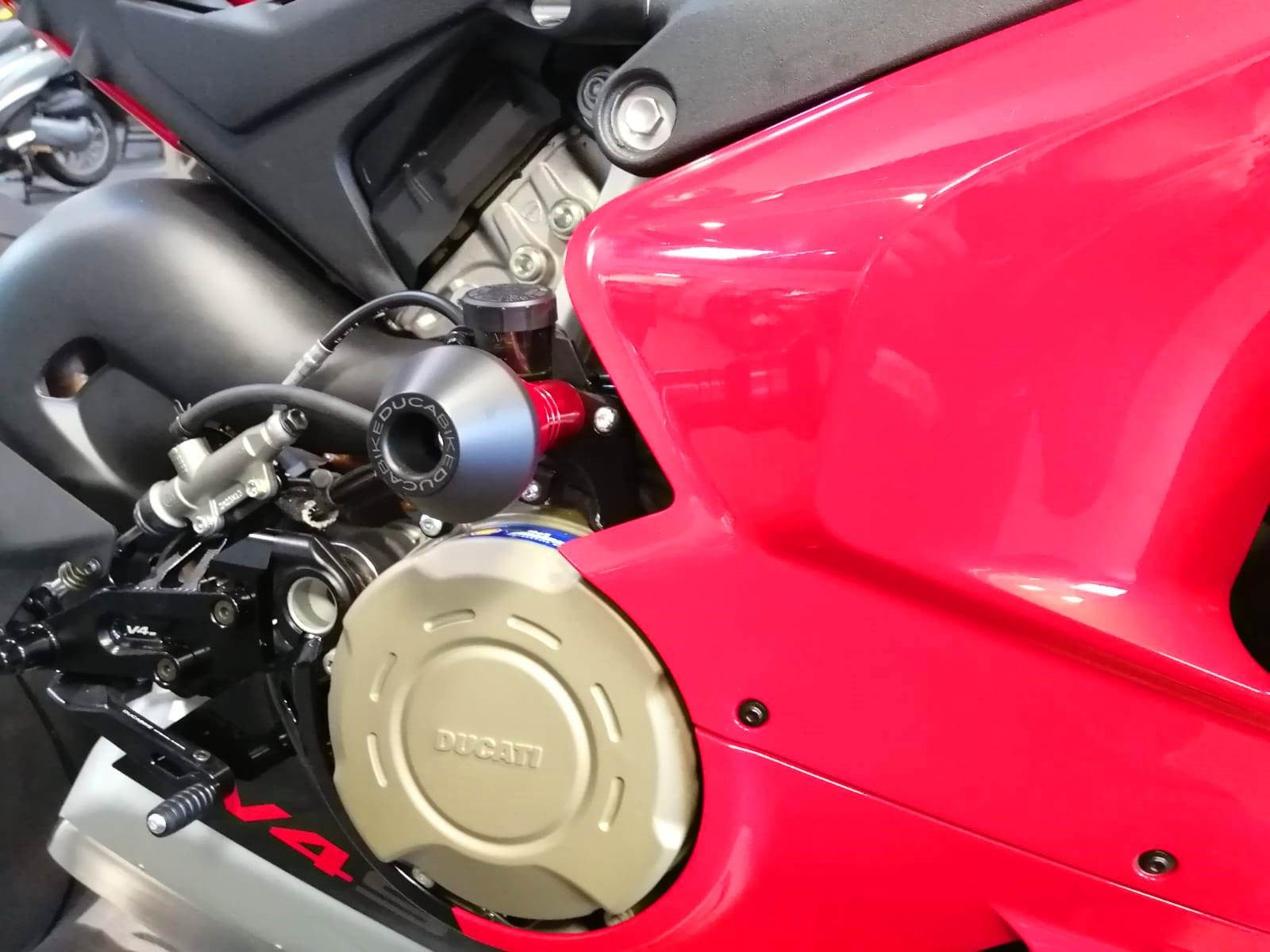 Ducabike DBK PTV401 Panigale V4 Frame Protections - BLACK-RED