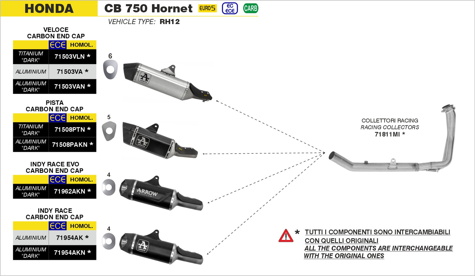 Arrow 71962AKN Indy Race Evo Aluminium Dark Slip On With Carbon End Cap