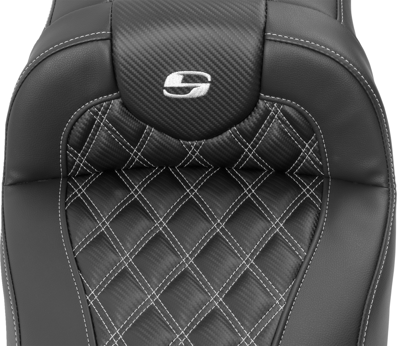 Saddlemen Roadsofa™ Extended Reach Seat - With Backrest - Lattice Stitch - Silver Stitch - FLTR/FLHX '23-'24