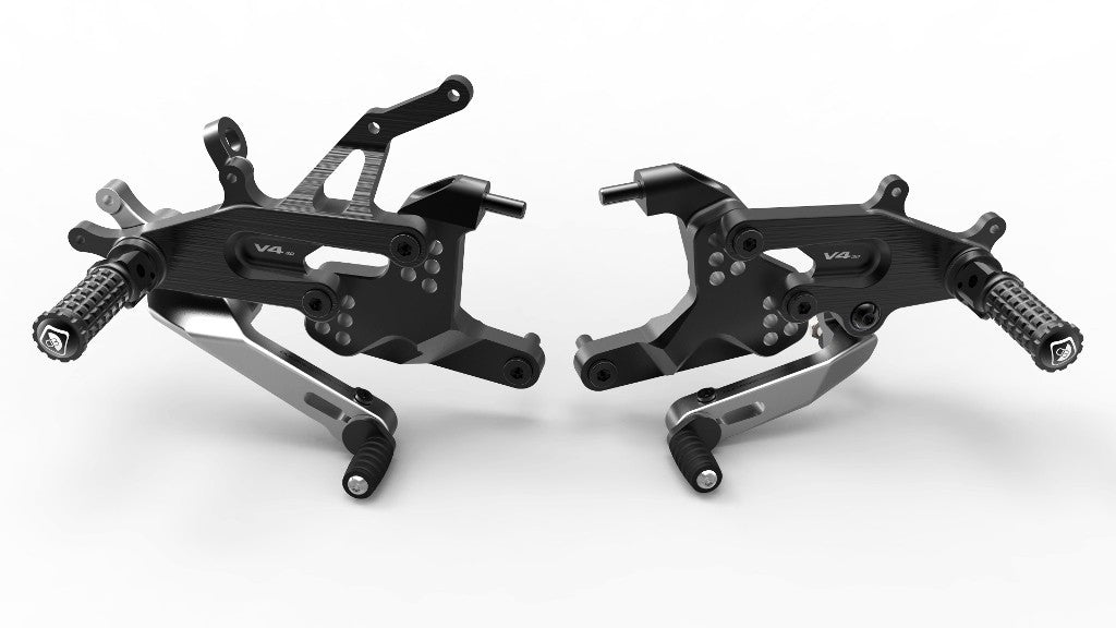 Ducabike DBK PRV401 Adjustable Rearset SBK Panigale V4 - BLACK-SILVER