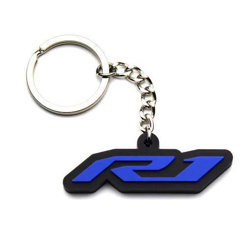 SBR R1 Soft Rubber Key Chain - Blue
