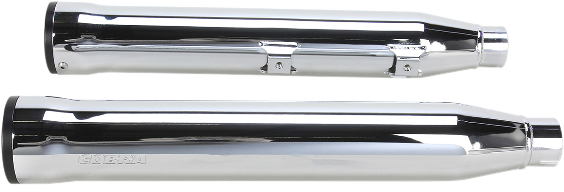 Cobra Slip-On Mufflers With Race Pro Tips - 3" - Chrome - '07-'17 FXST/B/C, FLSTC/FXCW/C