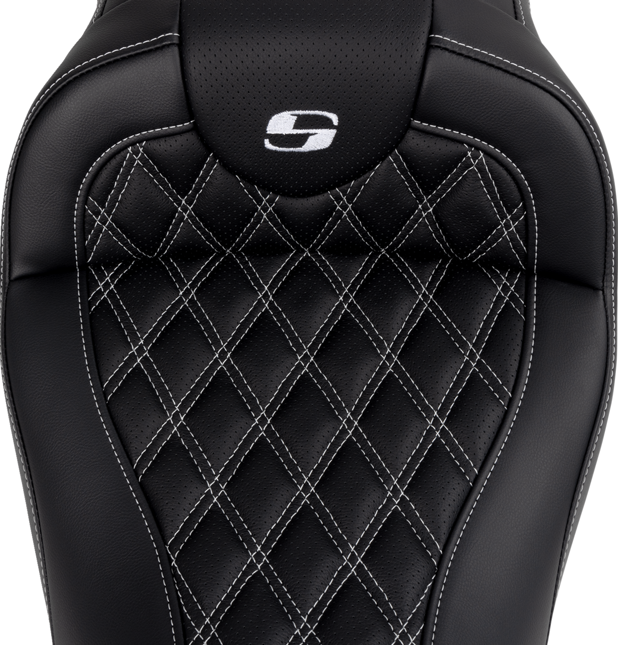Saddlemen Roadsofa™ Seat - With Backrest - White Stitch - FL '08-'23
