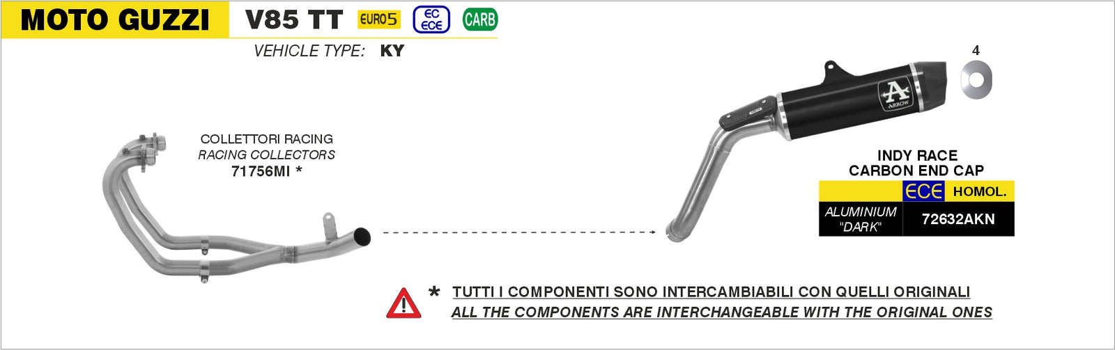 Arrow 71756MI Racing Headers - Assembly Diagram
