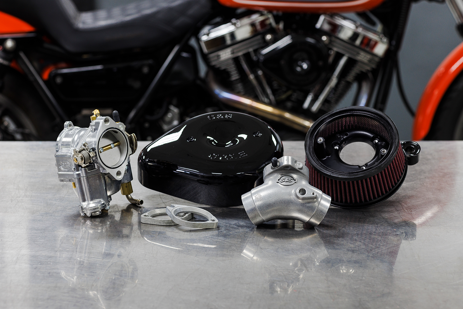 S&S Cycle Super E Carburetor With Stealth Air Cleaner Kit - Gloss Black - Evolution Big Twin