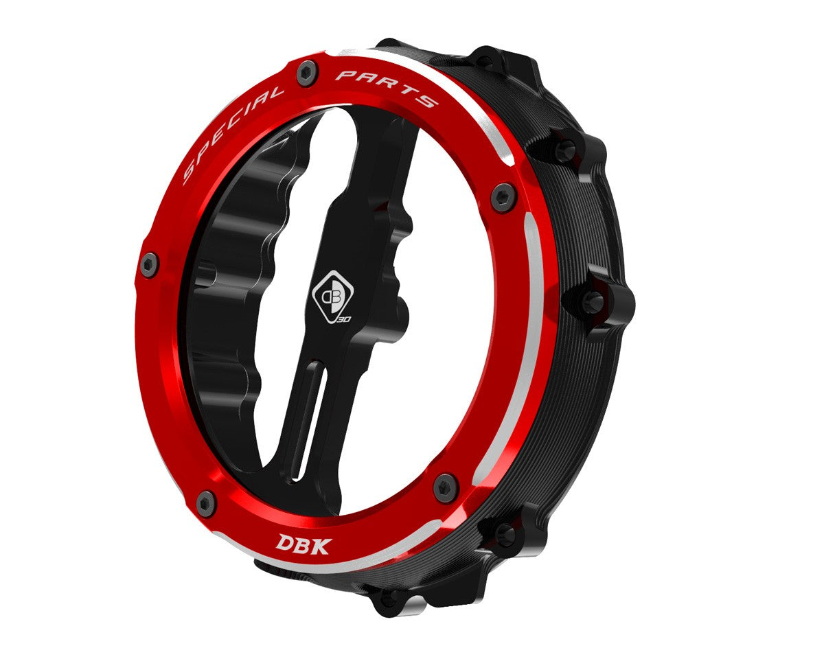 Ducabike DBK Ccdv12 BMW Clear Clutch Cover Oil Bath 3D-EVO - BLACK-RED