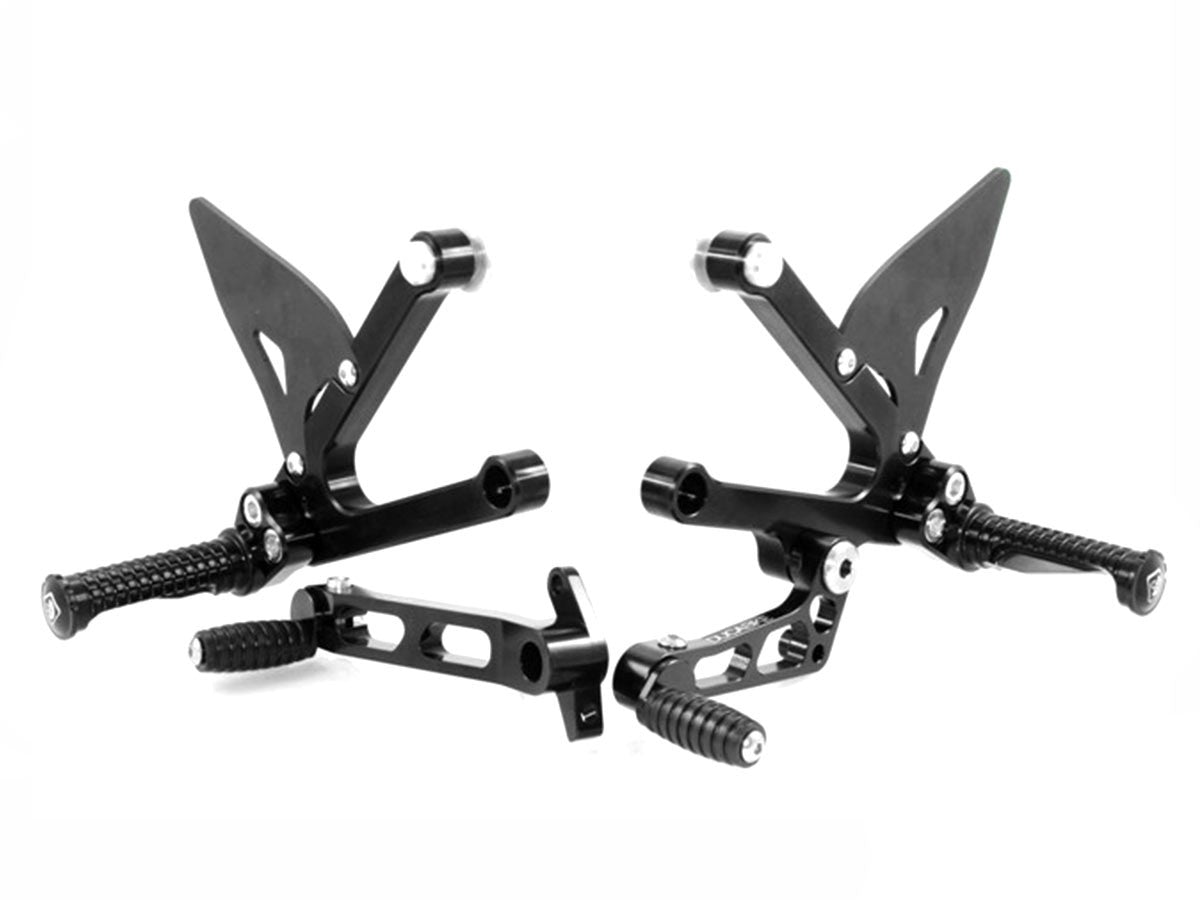 Ducabike DBK PRSC01 Pilot Adjustable Rearset - BLACK ECO FIXED FOOT PEGS