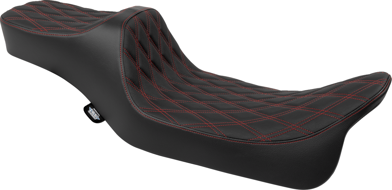 Drag Specialties Seats Predator III Seat - Extended Reach - Double Diamnd - Red Stitching - FLH/FLT '08-'24