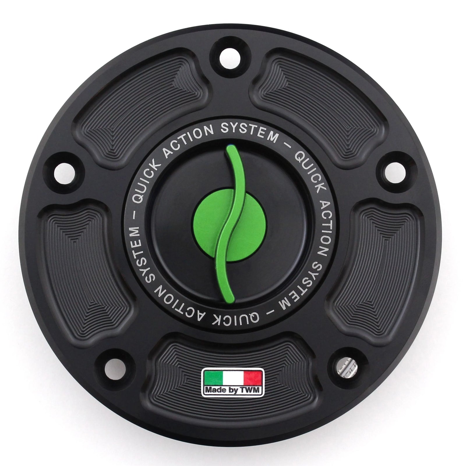 TWM CNC Aluminum Gas Cap / Fuel Cap with Green Center Cap for Suzuki Motorcycles