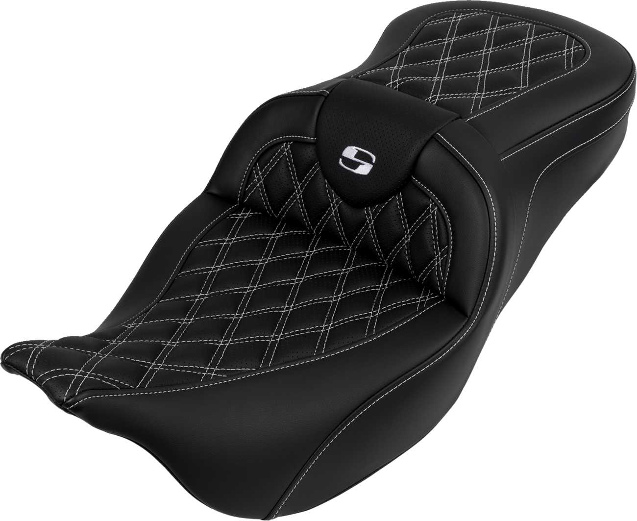 Saddlemen Roadsofa™ Seat - With Backrest - White Stitch - FL '08-'23