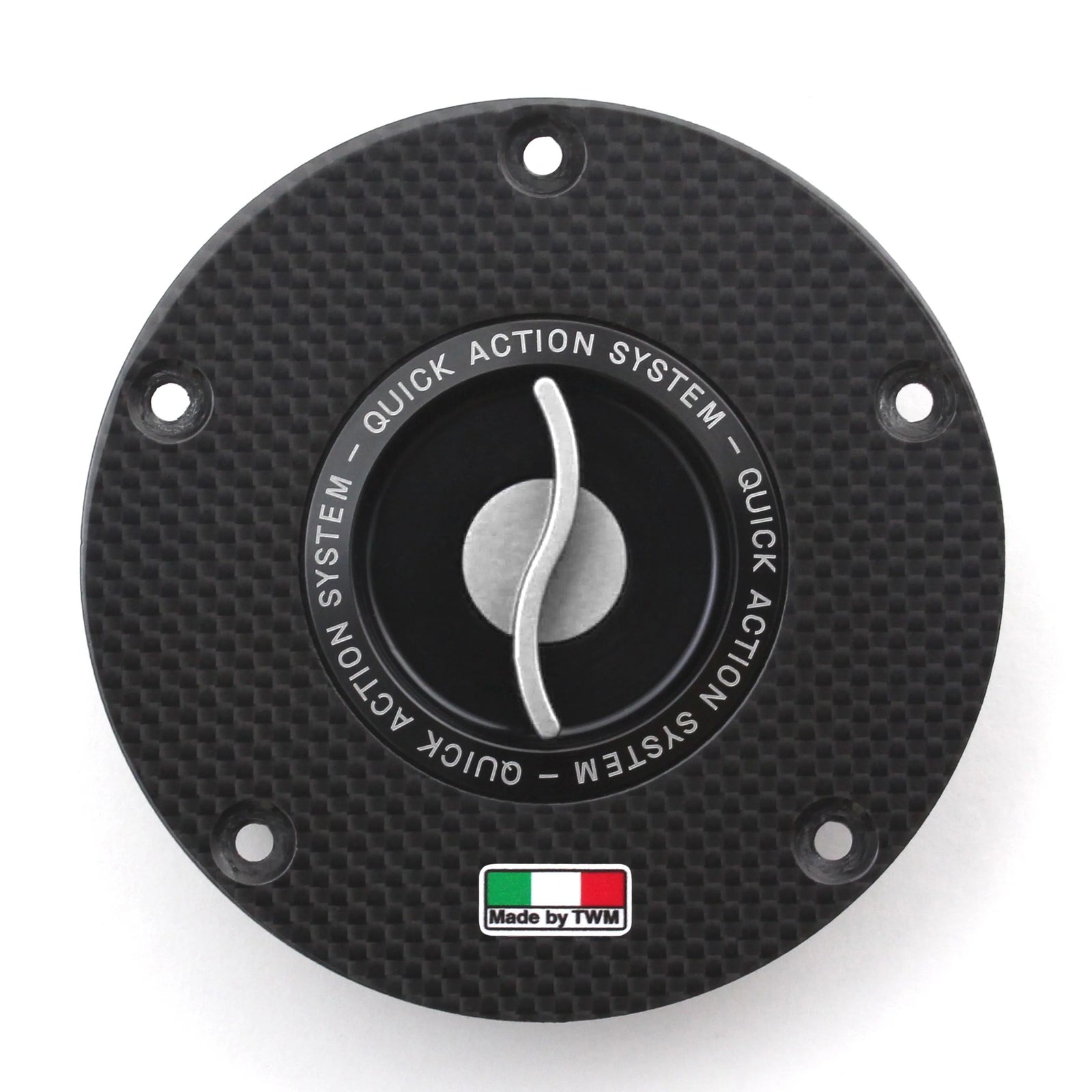 TWM Flat Carbon Gas Cap / Fuel Cap with Silver Center Cap for Ducati Motorcycles