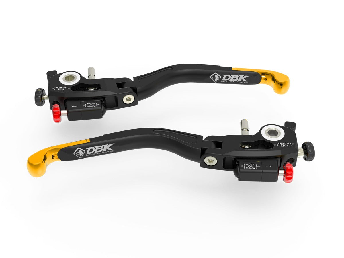 Ducabike DBK L38 Ultimate Brake + Clutch Levers Double Adjustment - BLACK-GOLD