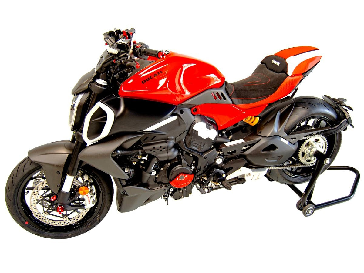 Ducabike DBK CSDV4C01 Diavel V4 Comfort Seat Cover - BLACK-RED-WHITE