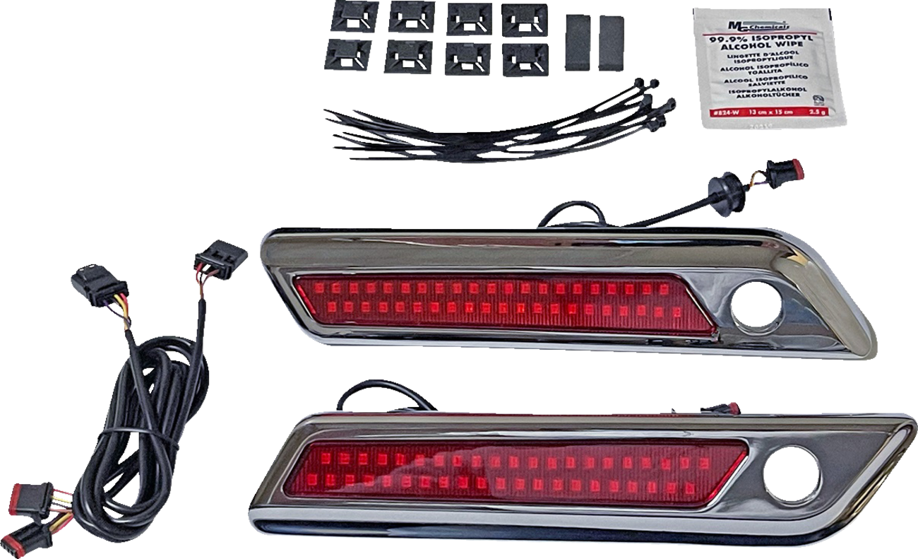Custom Dynamics Latch Light - Saddlebag - Dual Color - Red - Chrome