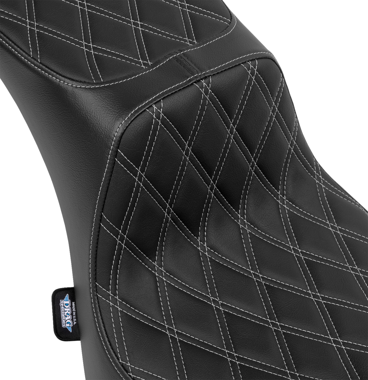 Drag Specialties Seats Performance Predator 2-Up Seat - Vinyl - Double Diamond - Silver Thread - FL '00-'17