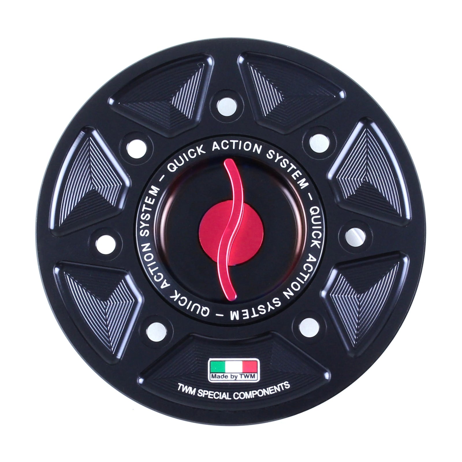 TWM CNC Aluminum Gas Cap / Fuel Cap with Red Center Cap for Bimota Motorcycles