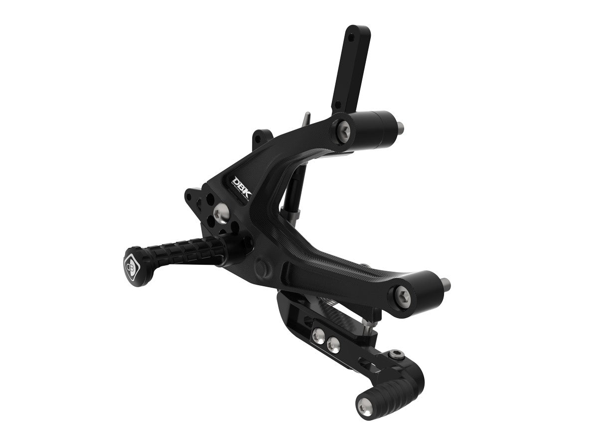 Ducabike DBK PRV201 Panigale V2 MY25 Adjustable Rearsets - BLACK ECO FIXED FOOT PEGS