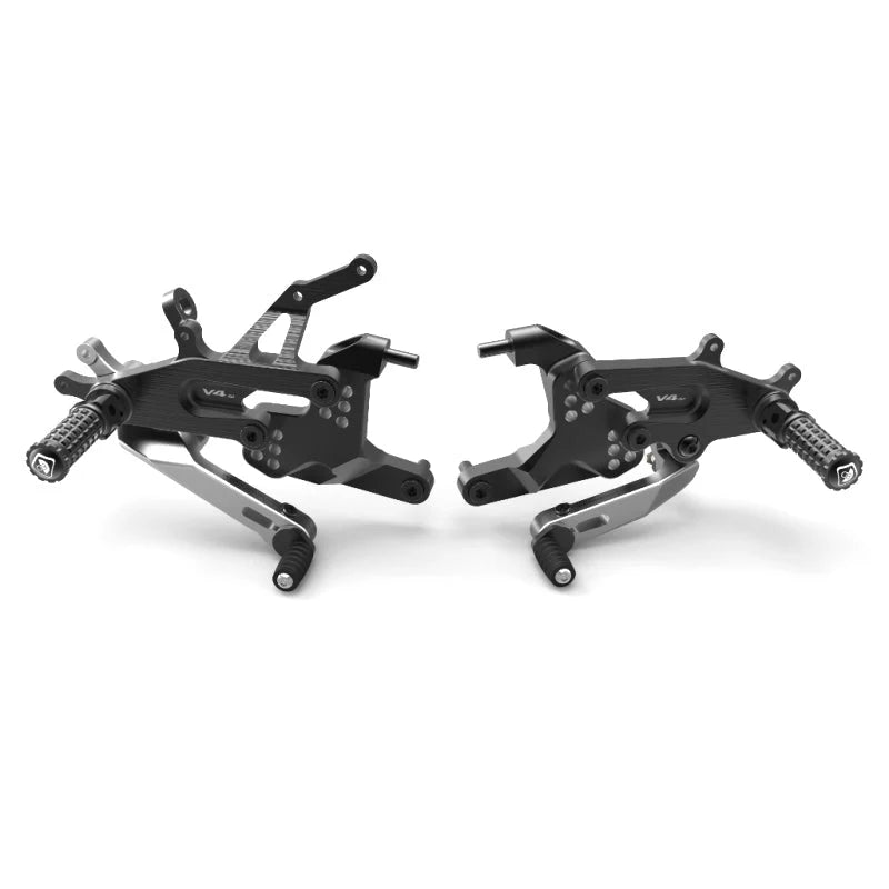 Ducabike DBK Adjustable Rearsets For Ducati Panigale V4 V4S V4R Speciale - Black/Silver