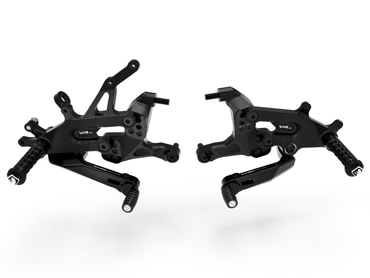 Ducabike DBK PRSFV401 SF V4 Adjustable Rearset - BLACK ECO FIXED FOOT PEGS
