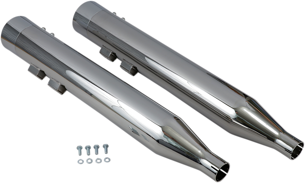 Bassani Xhaust DNT Straight Can Mufflers For '95-'16 FL - Chrome