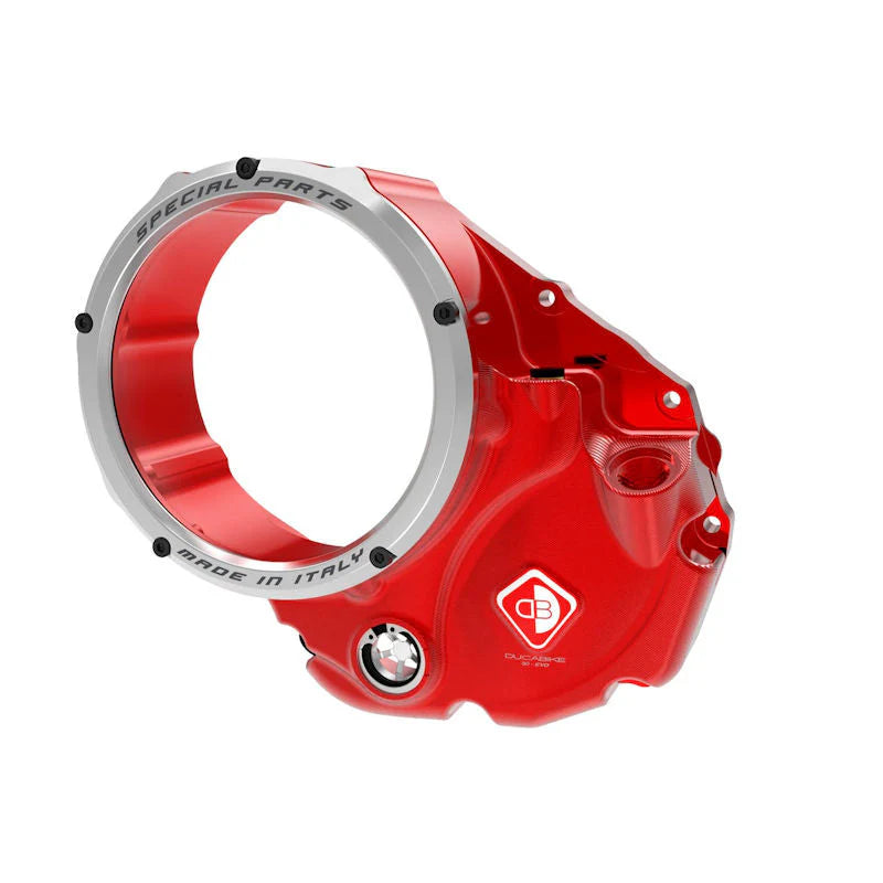 Ducabike DBK 3D Clear Clutch Cover For Ducati Monster 1200 1200S 1200R - Red-Silver