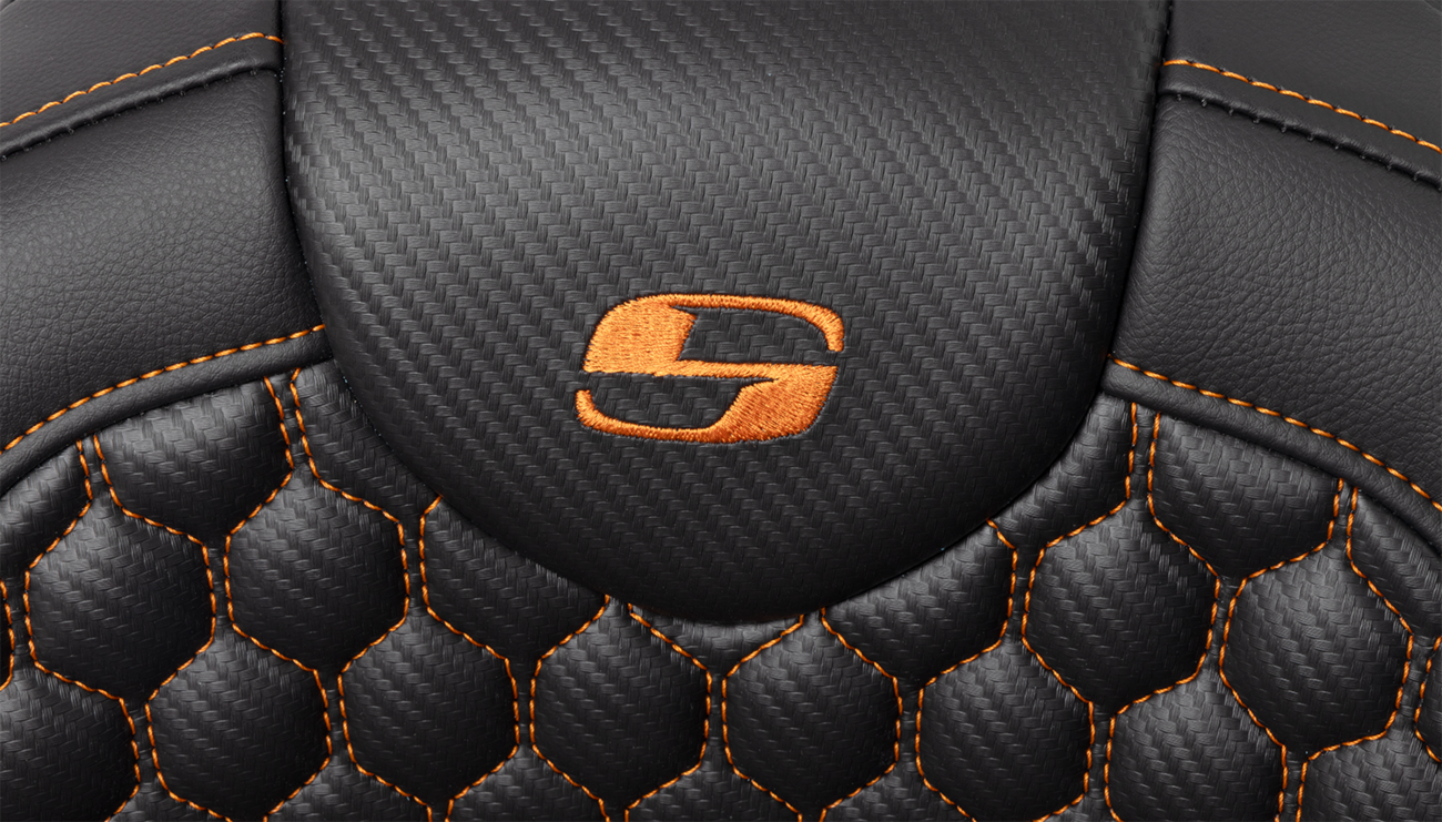 Saddlemen RoadSofa™ Seat - Honeycomb - Orange Stitch - With Backrest - FLH/FLT '08-'23