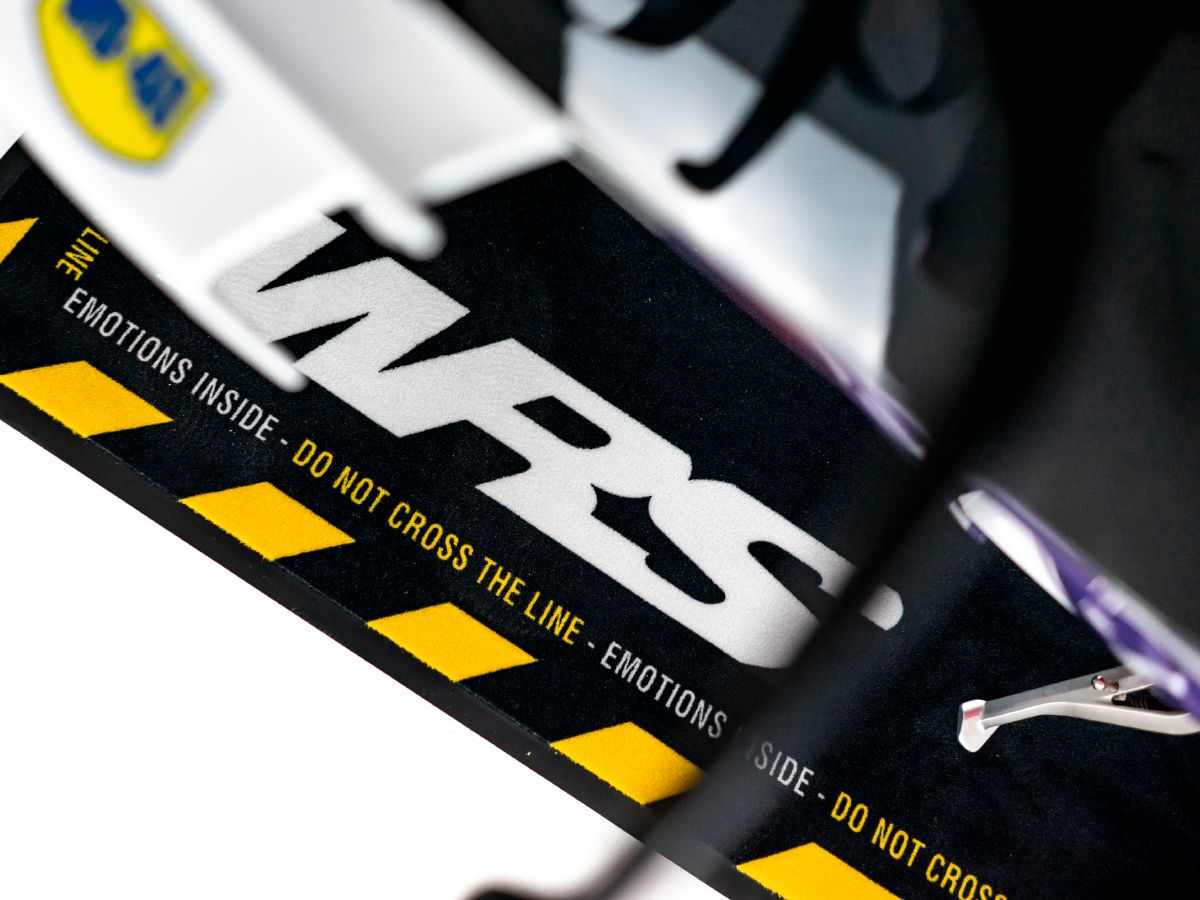 ORIGINAL WRS RECTANGULAR MOTORCYCLE CARPET WITH LOGO AND YELLOW LINE