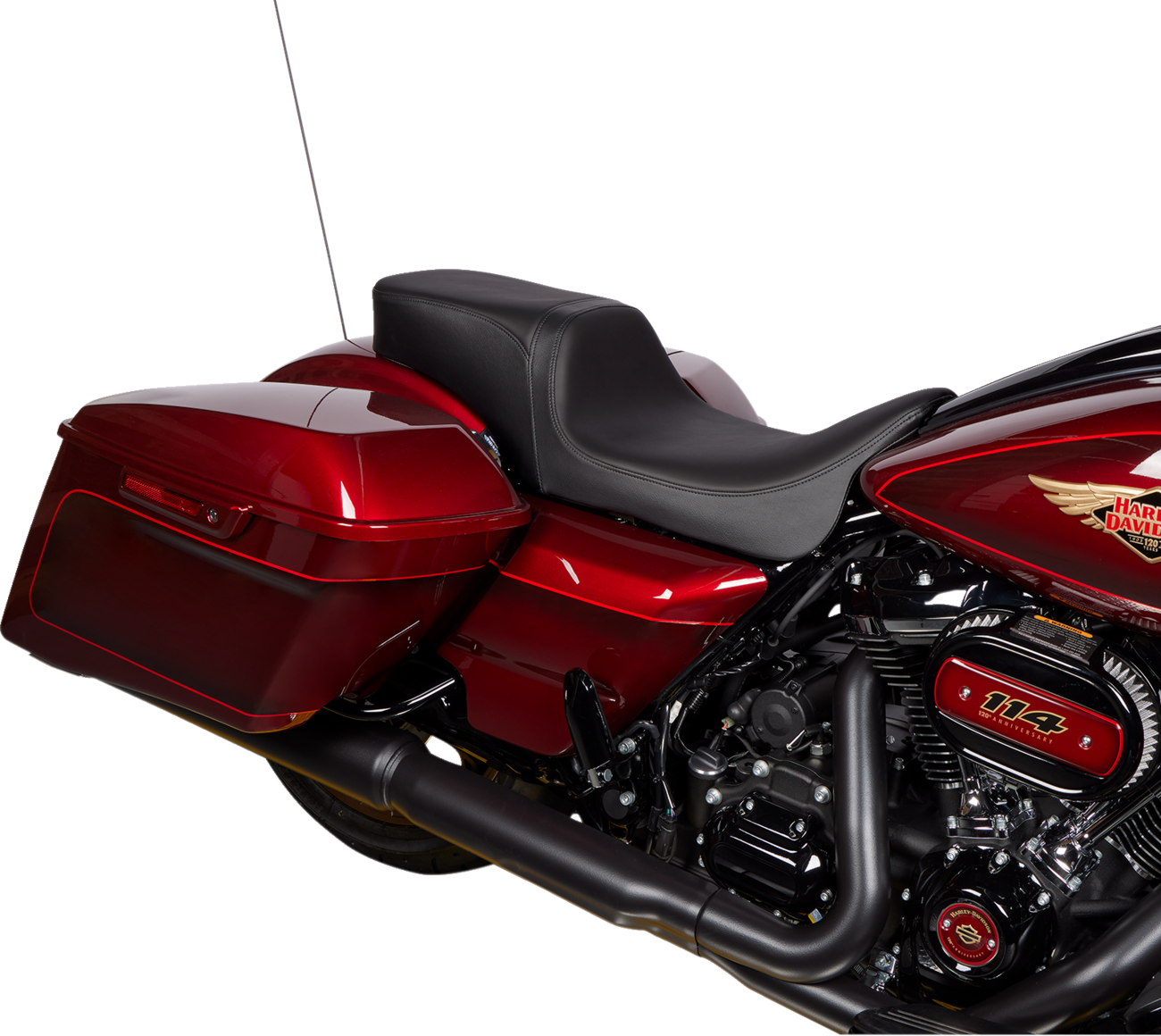 Drag Specialties Seats Predator 2-Up Seat - Solar Leather - Black - Smooth - W/O Backrest - FL '08-'23
