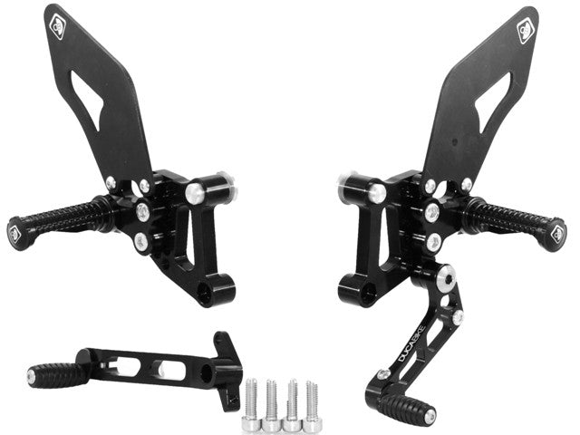 Ducabike DBK PRSP04 SP Adjustable Rearsets - BLACK ECO FIXED FOOT PEGS