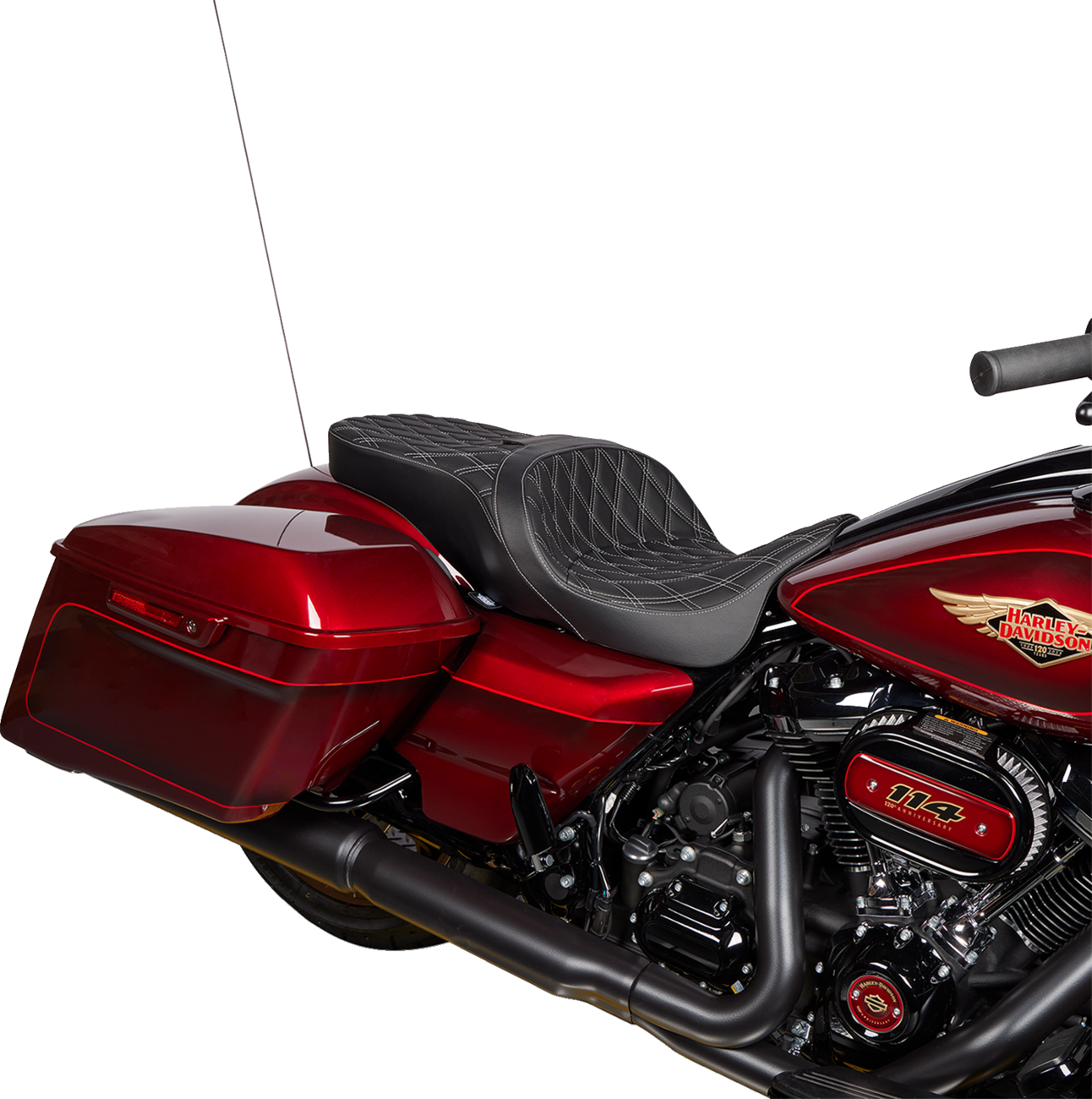 Drag Specialties Seats Freedom Seat - Vinyl - Double Diamond Silver Stitch - FLH '09-'23
