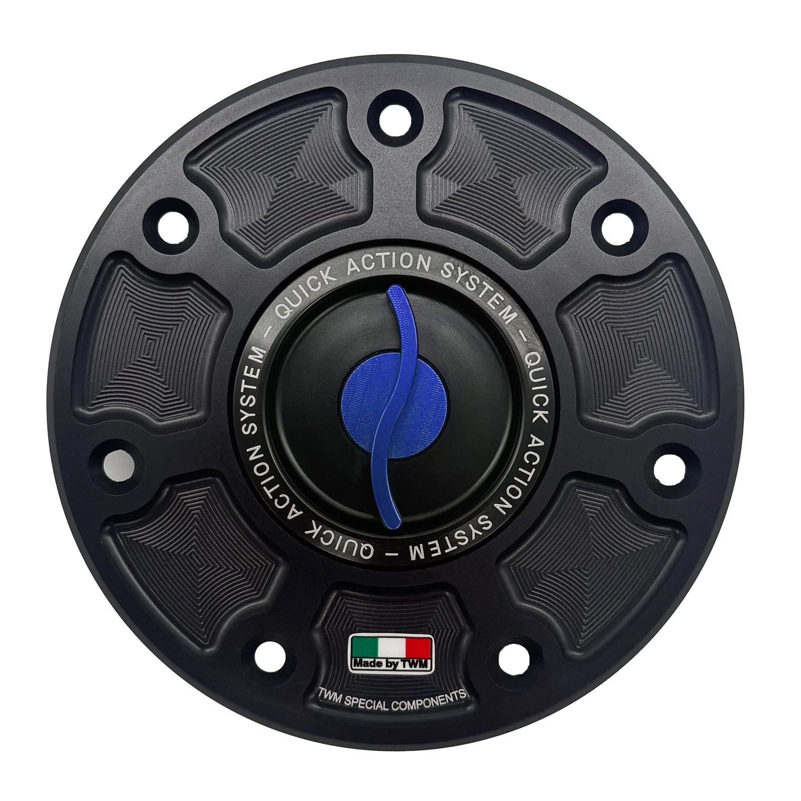 TWM CNC Aluminum Gas Cap / Fuel Cap with Blue Center Cap for Kawasaki Motorcycles